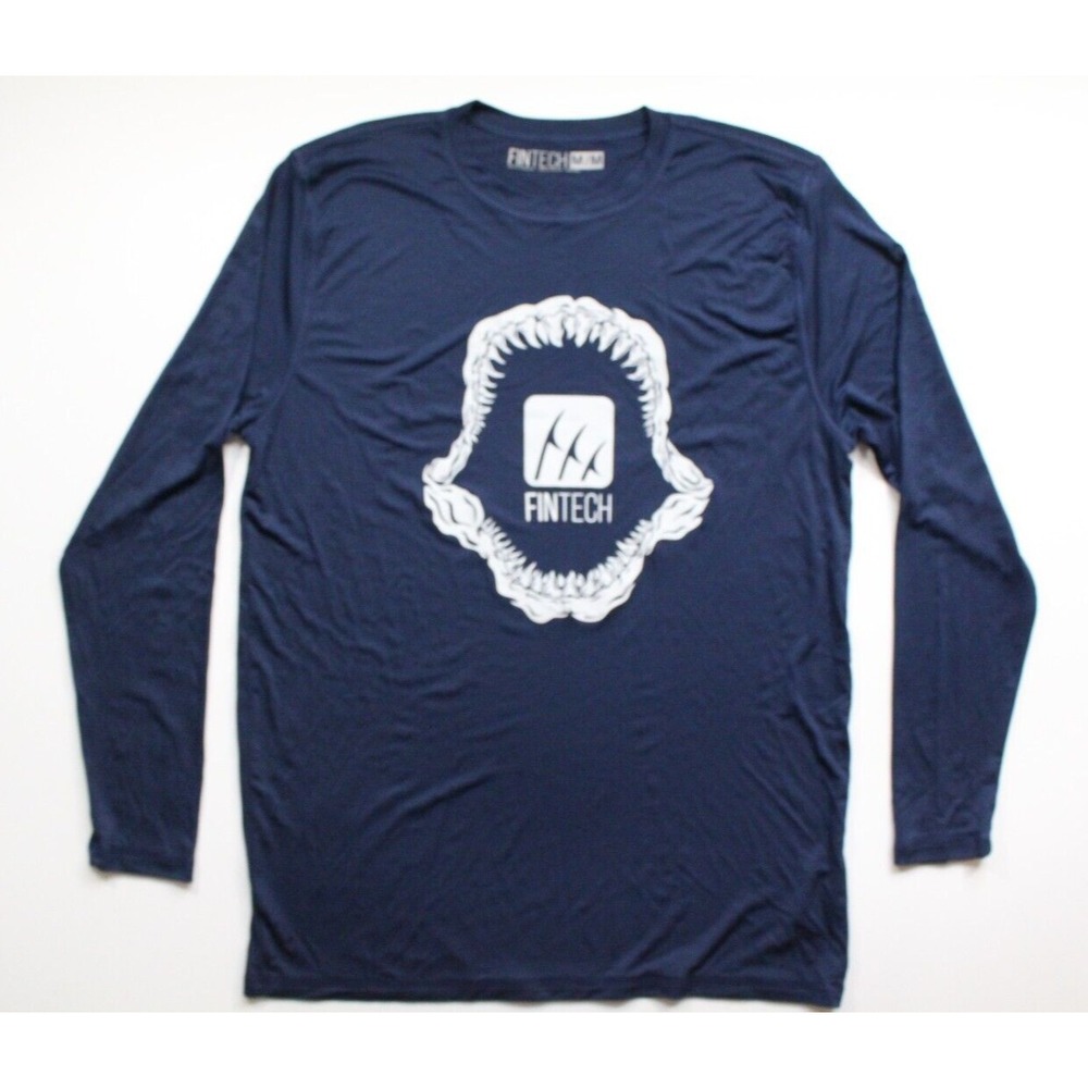 Fintech Blue Size M Long Sleeve T-Shirt Shark Outdoor Sun‎ Defender UV UPF 50